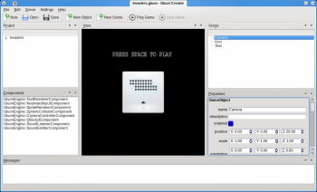 The first GluonEngine based game, Invaders, being edited in Gluon Creator