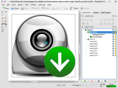 Karbon 2.1 editing the oxygen Webcam icon