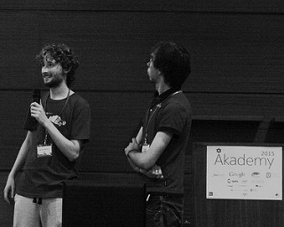 2 of last years students presenting at Akademy