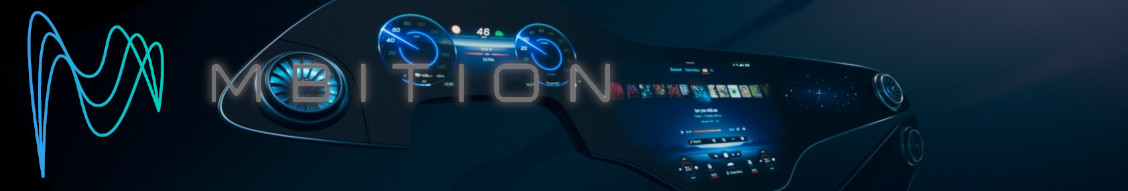 MBition's logo overlaid over a futuristic looking car dashboard
