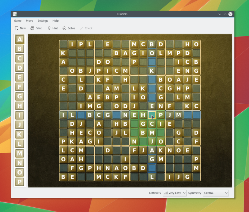 KSudoku com um puzzle de letras