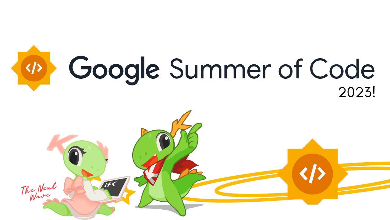 Google Summer of Code logo with KDE dragons Konqi and Katie