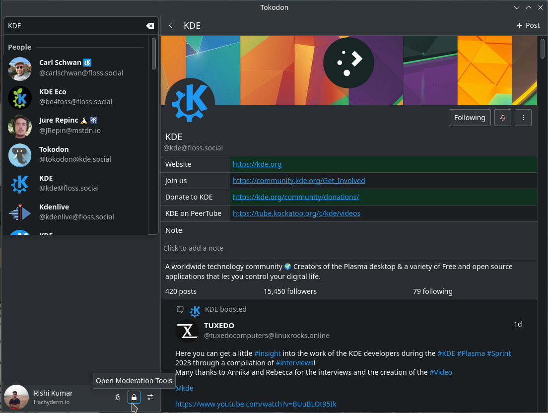 Screenshot of Tokodon application
